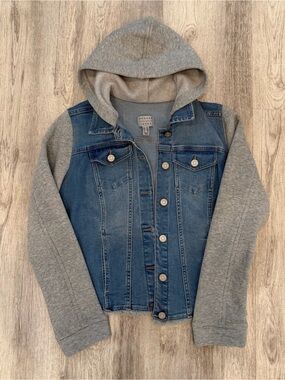 Graver Jeans Denim‎ Jacket w/ Hoodie XXS Layered Jean Jacket